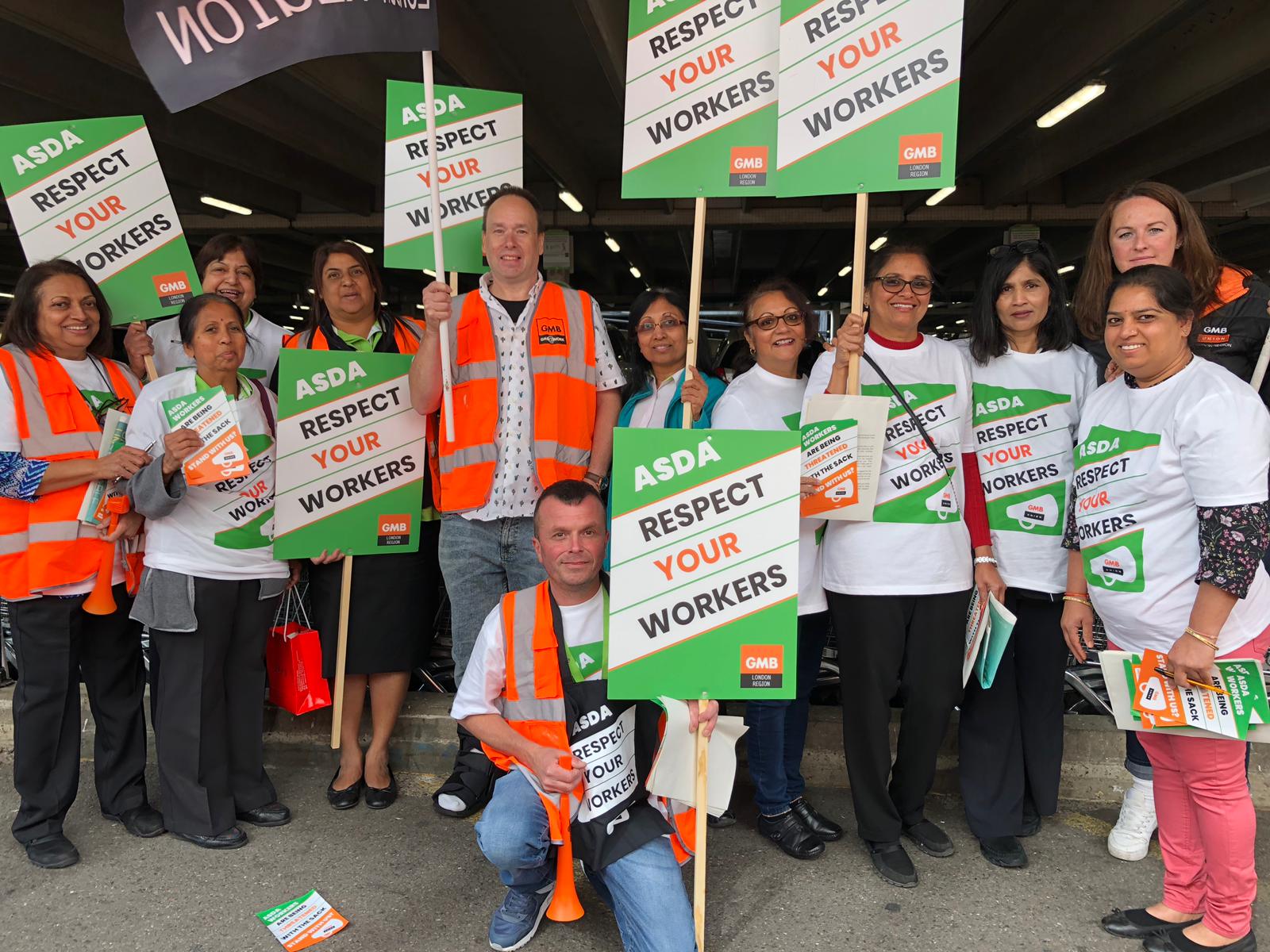 GMB present customer letters to Asda boss